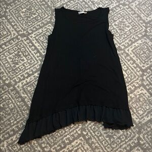 Black Sleeveless Dress with Ruffle Hem